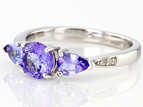 1.38ctw Tanzanite With 0.02ctw White Diamond Accent Rhodium Over Sterling Silver Ring - Size 9