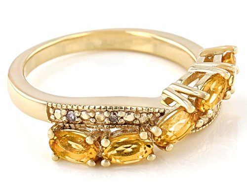 0.89ctw Oval Citrine With 0.03ctw Champagne Diamond Accent 18k Yellow Gold Over Silver Ring - Size 9