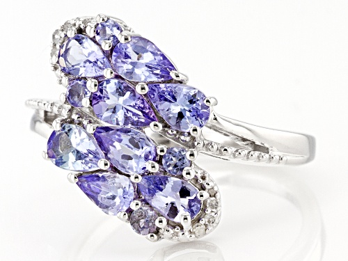 1.70ctw Mixed Shapes Tanzanite With 0.03ctw White Diamond Accent Rhodium Over Sterling Silver Ring - Size 7