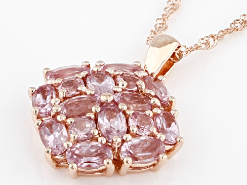 3.08ctw Oval & Round Color Shift Garnet 18K Rose Gold Over Sterling Silver Pendant With 18