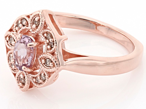 0.50ctw Color Shift Garnet With 0.06ctw Champagne Diamond Accent 18K Rose Gold Over Silver Ring - Size 9