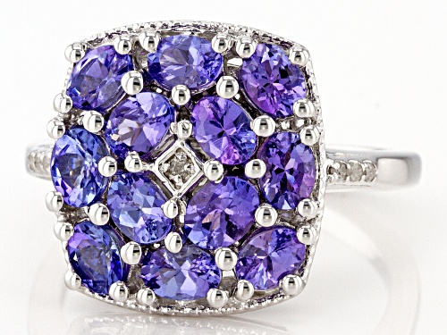 1.97ctw Tanzanite With White Diamond Rhodium Over Sterling Silver Ring - Size 9