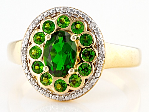1.06ctw Chrome Diopside And 0.02ctw White Diamond Accent 18k Yellow Gold Over Silver Ring - Size 8