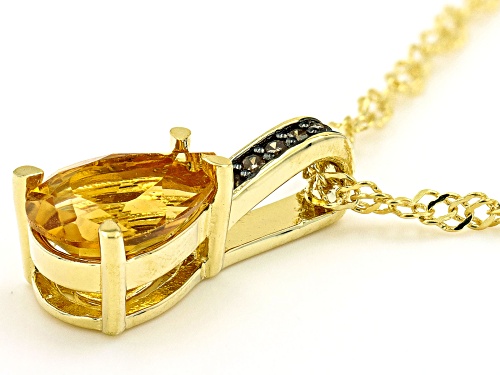 1.05ct Citrine With 0.02ctw Champagne Diamond Accent 18k Yellow Gold Over Silver Pendant Chain