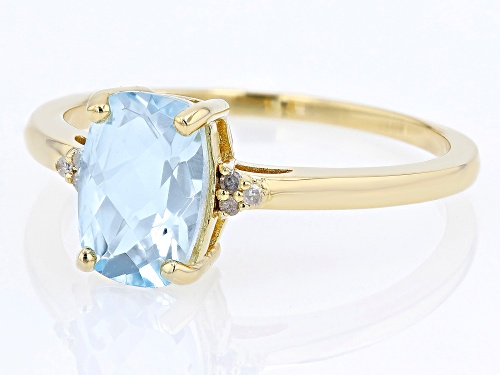 1.55ct Glacier Topaz™ And 0.03ctw White Diamond 18k Yellow Gold Over Sterling Silver Ring - Size 7