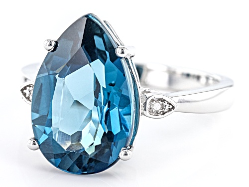 5.68ct London Blue Topaz And 0.01ctw White Diamond Rhodium Over Sterling Silver Ring - Size 8