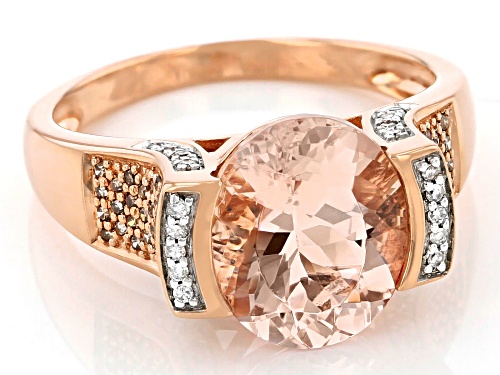2.72ct Cor-De-Rosa Morganite(TM) With 0.22ctw White & Champagne Diamond 10K Rose Gold Ring - Size 6