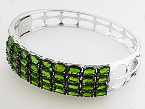 14.68ctw Oval Chrome Diopside Rhodium Over Sterling Silver Bracelet - Size 8