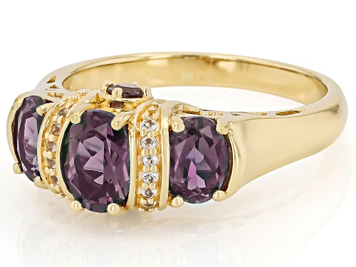 1.44ctw Lab Created Alexandrite with .03ctw White Topaz 18k Yellow Gold Over Sterling Silver Ring - Size 10