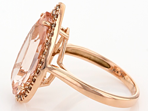 4.15ct Cor-De-Rosa Morganite ™ With .19ctw Champagne Diamond 10k Rose Gold Ring - Size 7