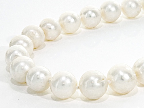 10-13mm Grande White Cultured Freshwater Pearl Rhodium Over Sterling Silver 21 Inch Strand Necklace - Size 21