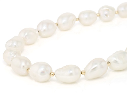 10.5-11.5mm White Cultured Freshwater Pearl 18k Yellow Gold Over Sterling Silver 18