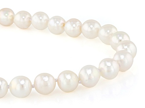 9-9.5mm White Cultured Japanese Akoya Pearl Sterling Silver Necklace - Size 18