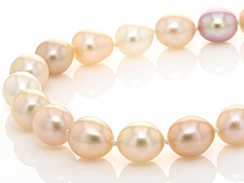 7-8mm Multi-Color Cultured Freshwater Pearl 14k Yellow Gold Necklace - Size 18