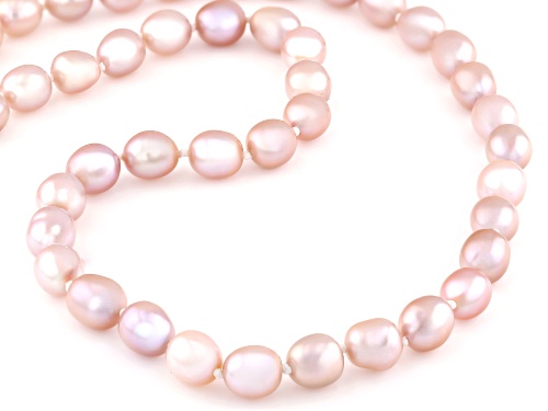 6-7mm Pink Cultured Freshwater Pearl 14k Yellow Gold Necklace - Size 18
