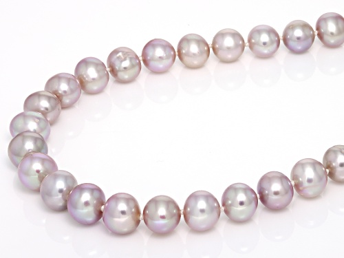 6.5-7mm Purple Cultured Freshwater Pearl Rhodium Over Sterling Silver Necklace - Size 18