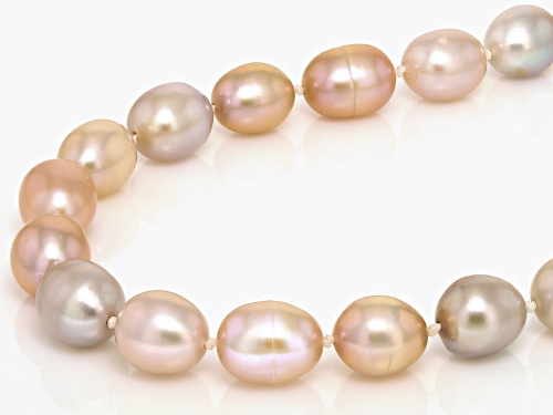 7-8mm Multi-Color Cultured Freshwater Pearl Rhodium Over Sterling Silver Necklace - Size 18