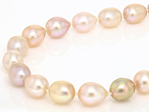 7-8mm Multi-Pink Cultured Freshwater Pearl Rhodium Over Sterling Silver Necklace - Size 22