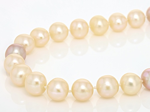 7.5-8.5mm Cultured Freshwater Pearl Rhodium Over Sterling Silver Necklace - Size 20