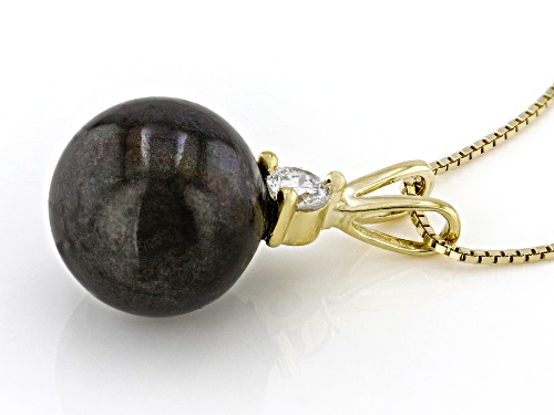 10-11mm Cultured Freshwater Pearl With 0.12ctw Lab Grown Diamond 14k Gold Over Silver Pendant