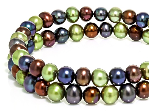 6-7mm Multi-Color Freshwater Pearl Bracelet Set of 2