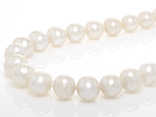 10.5mm White Cultured Freshwater Pearl Rhodium Over Sterling Silver Necklace Bracelet & Earring Set