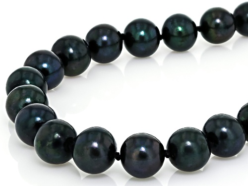 8.5-9.5mm Black Cultured Freshwater Pearl Rhodium Over Sterling Silver Necklace - Size 20