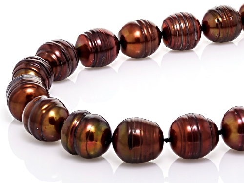 11.5mm Mahogany Cultured Freshwater Pearl 14k Yellow Gold Over Sterling Silver Necklace - Size 20