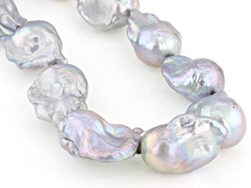 Genusis™ 13-15mm Platinum Cultured Freshwater Pearl Rhodium Over Sterling Silver Necklace - Size 20