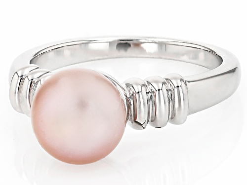 8-9mm Lavender Cultured Freshwater Pearl Rhodium  Over Sterling Silver Ring - Size 10