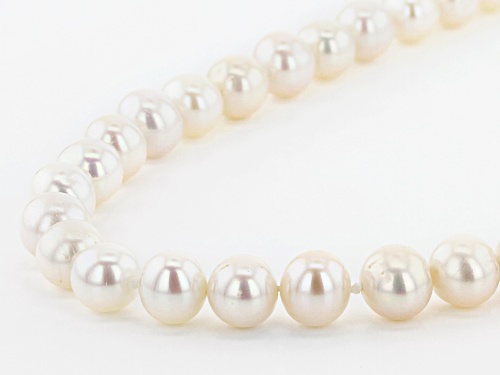 7-8mm White Cultured Freshwater Pearl Rhodium Over Sterling Silver 36 Inch Strand Necklace - Size 36