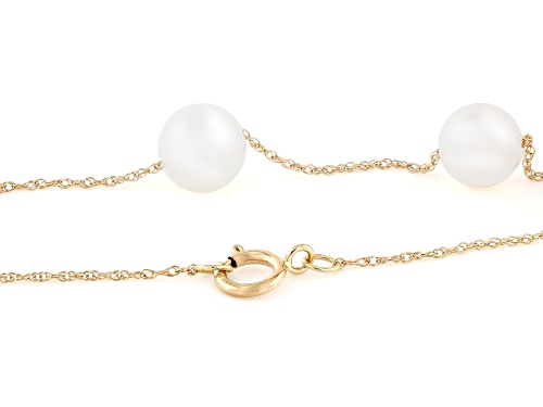 6mm White Cultured Freshwater Pearl 14k Yellow Gold Bracelet