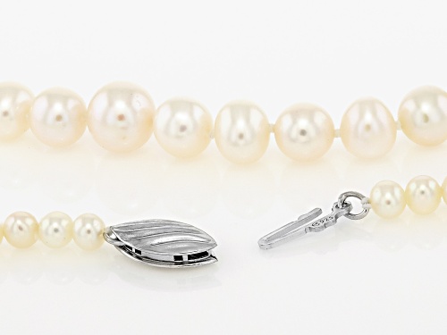 4-8.5mm White Cultured Freshwater Pearl Sterling Silver Necklace - Size 18