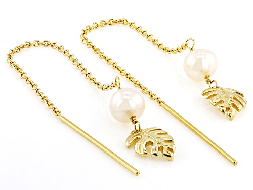 5mm White Cultured Freshwater Pearl 14k Yellow Gold Over Sterling Silver Earrings