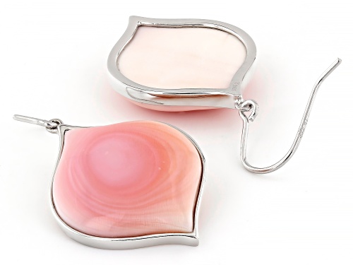 Pink Conch Shell Rhodium Over Sterling Sliver Earrings