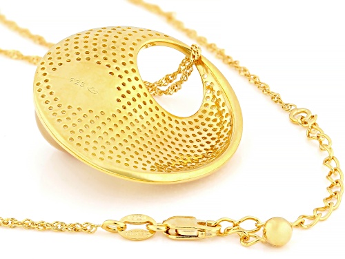 11mm Golden Cultured South Sea Pearl With Topaz 18k Yellow Gold Over Silver Pendant With Chain