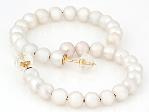 4mm White Cultured Freshwater Pearl 14k Yellow Gold 35mm Earrings