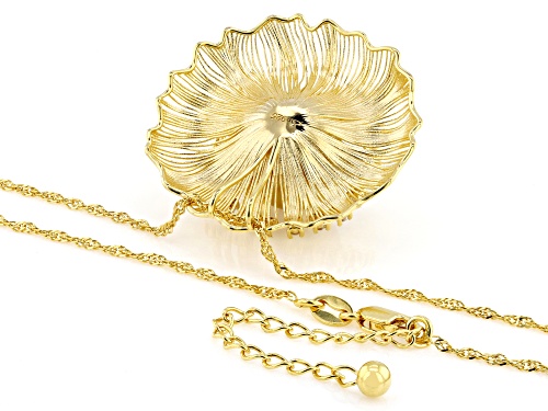 12mm Golden Cultured South Sea Pearl With Zircon 18K Yellow Gold Over Silver Pendant With Chain
