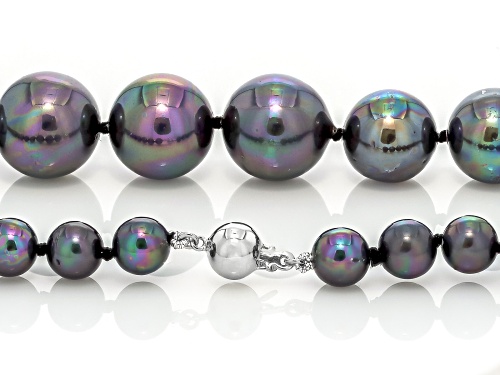Pearlfection® 8-16mm Peacock Simulant Rhodium Over Sterling Silver 22 Inch Strand - Size 22
