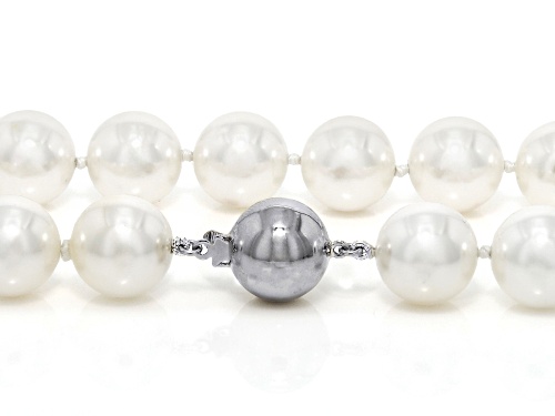 Pearlfection® 16mm White South Sea Simulant Rhodium Over Sterling Silver 22 Inch Strand - Size 22