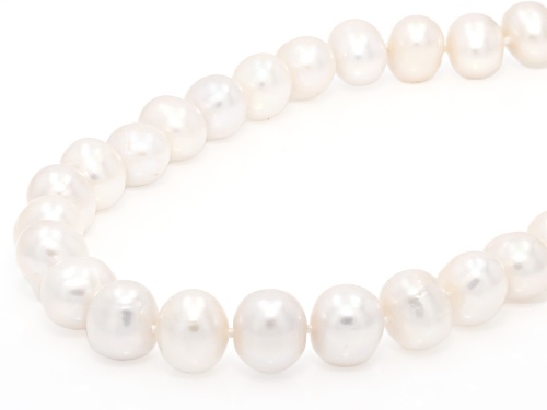 8.5mm White Cultured Freshwater Pearl Rhodium Over Sterling Silver Necklace - Size 36