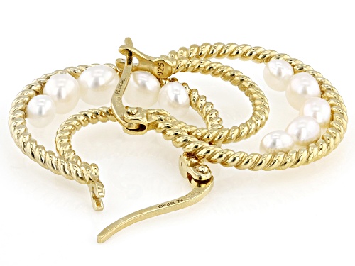 White Cultured Freshwater Pearl 14k Yellow Gold Over Sterling Silver Earrings