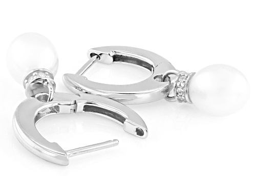 7mm White Cultured Freshwater Pearl And Bella Luce® Rhodium Over Sterling Silver Earrings