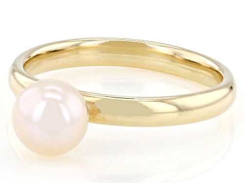 6mm White Cultured Freshwater Pearl 14k Yellow Gold Ring - Size 11