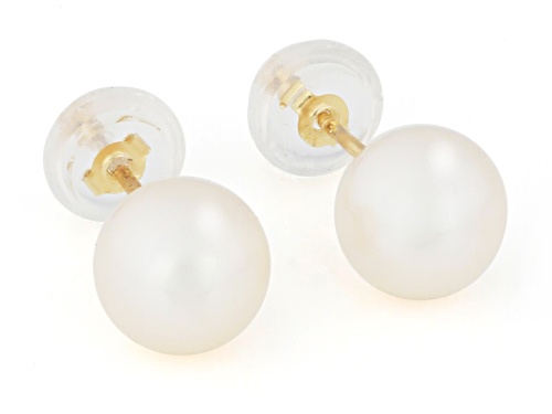 6mm White Cultured Freshwater Pearl 14k Yellow Gold Earrings