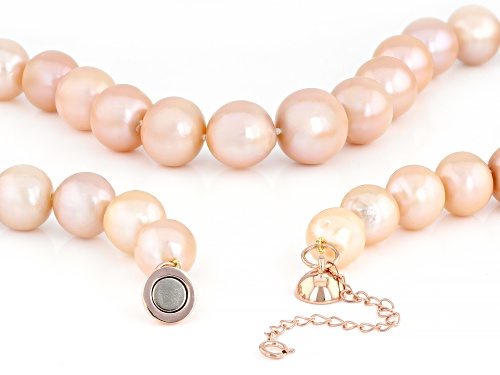 Genusis™ 11-14mm Peach Cultured Freshwater Pearl 18k Rose Gold Over Silver 20 Inch Strand Necklace - Size 20