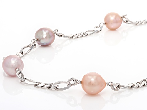 Genusis™ 8.5mm Multi-Color Cultured Freshwater Pearl Rhodium Over Sterling Silver 20 Inch Necklace - Size 20