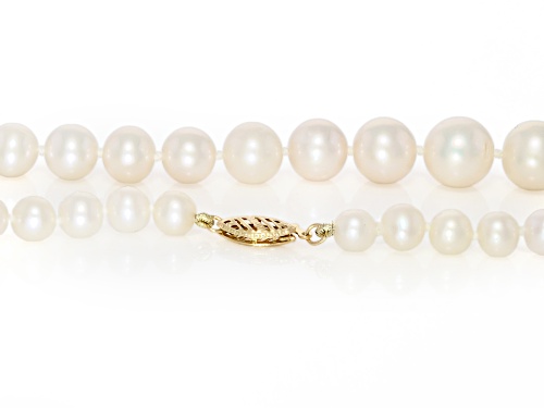 6-11mm White Cultured Freshwater Pearl 14k Yellow Gold 18