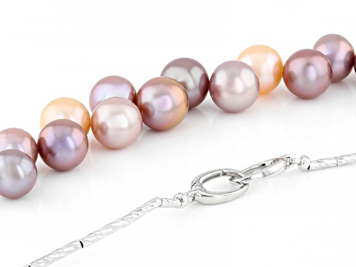 Genusis™ 9-11mm Multi-Color Cultured Freshwater Pearl Rhodium Over Sterling Silver 18 Inch Necklace - Size 18