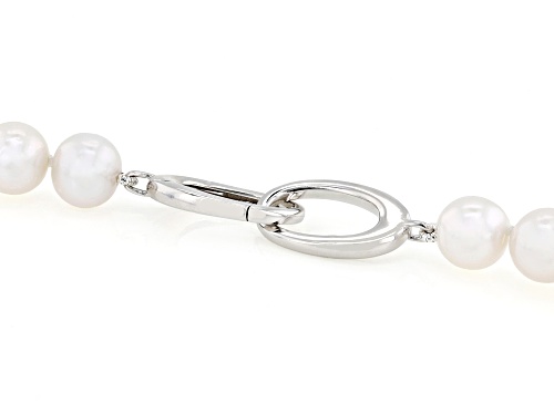 Genusis™ 9-11mm White Cultured Freshwater Pearl Rhodium Over Sterling Silver 20 Inch Necklac - Size 20